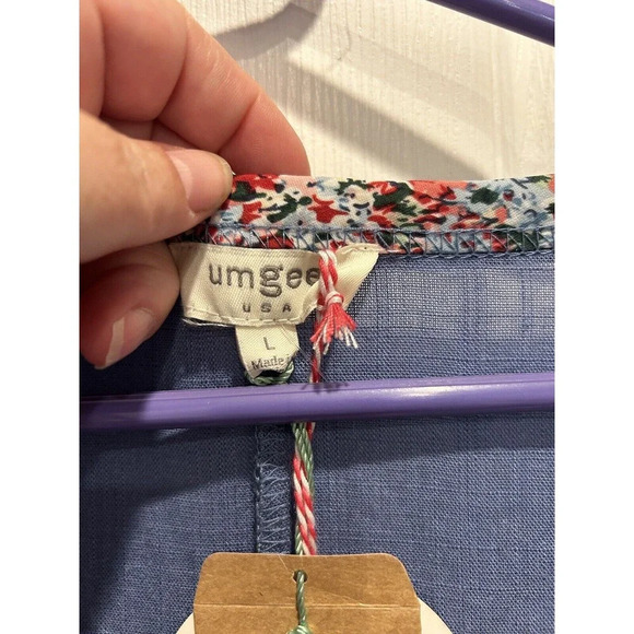 NWT Umgee‎ Linen Blend Floral Accent Dress Women’s Large Boho Hippie Red White - Picture 7 of 10